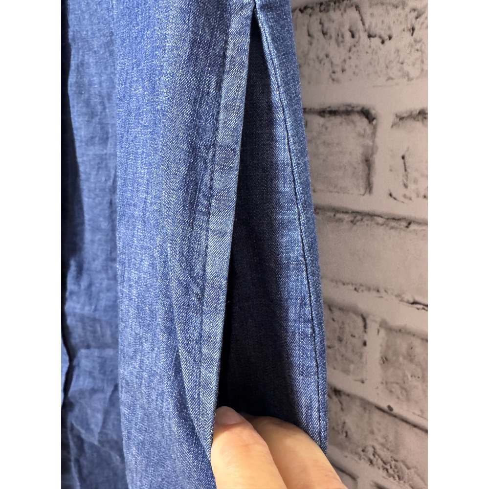 Anne Klein Blue Denim Sleeveless Button Front Shirt Dress Pockets Size 14 - Picture 3 of 9